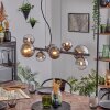Chehalis hanging light, globe light, pendant light chrome, clear, Smoke-coloured, 8-light sources