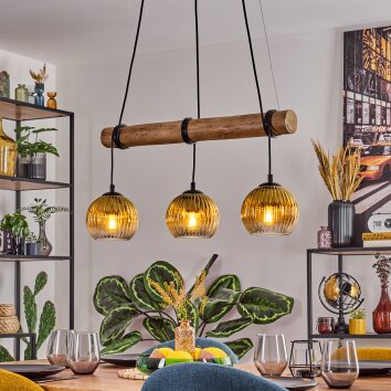 Koyoto hanging light, globe light, pendant light gold, clear, 3-light sources