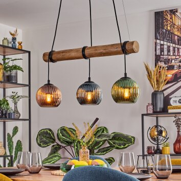 Koyoto hanging light, globe light, pendant light Ecru, black, 3-light sources