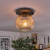 Ripoll ceiling light, globe light Amber, clear, 1-light source
