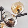 Koyoto ceiling light, globe light Amber, chrome, Smoke-coloured, 8-light sources