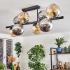 Koyoto ceiling light, globe light Amber, chrome, Smoke-coloured, 8-light sources