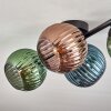 Koyoto ceiling light, globe light blue, green, coppery, 4-light sources