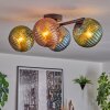 Koyoto ceiling light, globe light blue, green, coppery, 4-light sources