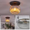 Ripoll ceiling light, globe light chrome, clear, Smoke-coloured, 1-light source