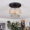 Ripoll ceiling light, globe light Amber, clear, 1-light source