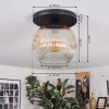 Ripoll ceiling light, globe light Amber, clear, 1-light source