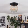 Ripoll ceiling light, globe light Amber, clear, 1-light source