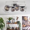 Gastor ceiling light, globe light clear, Smoke-coloured, 4-light sources