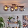 Gastor ceiling light, globe light clear, Smoke-coloured, 4-light sources