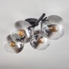 Gastor ceiling light, globe light clear, Smoke-coloured, 4-light sources