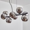 Koyoto hanging light, globe light, pendant light chrome, Smoke-coloured, 8-light sources