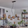 Koyoto hanging light, globe light, pendant light chrome, Smoke-coloured, 8-light sources