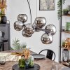 Koyoto hanging light, globe light, pendant light chrome, Smoke-coloured, 8-light sources
