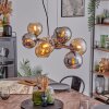 Koyoto hanging light, globe light, pendant light Amber, chrome, Smoke-coloured, 8-light sources