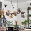 Koyoto hanging light, globe light, pendant light Amber, chrome, Smoke-coloured, 8-light sources