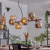 Koyoto hanging light, globe light, pendant light Amber, chrome, Smoke-coloured, 8-light sources