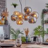 Koyoto hanging light, globe light, pendant light Amber, chrome, Smoke-coloured, 8-light sources