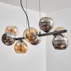 Koyoto hanging light, globe light, pendant light Amber, chrome, Smoke-coloured, 8-light sources