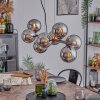 Koyoto hanging light, globe light, pendant light chrome, Smoke-coloured, 8-light sources