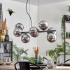 Koyoto hanging light, globe light, pendant light chrome, Smoke-coloured, 8-light sources
