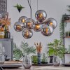 Koyoto hanging light, globe light, pendant light chrome, Smoke-coloured, 8-light sources