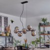 Koyoto hanging light, globe light, pendant light chrome, Smoke-coloured, 8-light sources