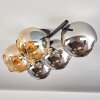 Gastor ceiling light, globe light Amber, chrome, Smoke-coloured, 5-light sources
