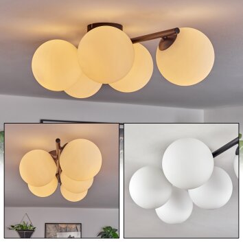 Gastor ceiling light, globe light white, 5-light sources