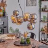 Gastor hanging light, globe light, pendant light Amber, chrome, Smoke-coloured, 10-light sources