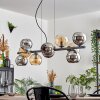 Gastor hanging light, globe light, pendant light Amber, chrome, Smoke-coloured, 10-light sources