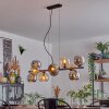 Gastor hanging light, globe light, pendant light Amber, chrome, Smoke-coloured, 10-light sources
