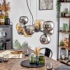 Gastor hanging light, globe light, pendant light Amber, chrome, Smoke-coloured, 10-light sources