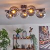 Gastor ceiling light, globe light clear, Smoke-coloured, 5-light sources