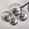 Gastor ceiling light, globe light chrome, Smoke-coloured, 5-light sources