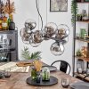 Gastor hanging light, globe light, pendant light chrome, clear, Smoke-coloured, 10-light sources
