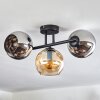 Koyoto ceiling light, globe light Amber, chrome, Smoke-coloured, 3-light sources