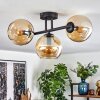 Koyoto ceiling light, globe light Amber, 3-light sources