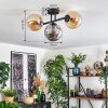 Gastor ceiling light, globe light Amber, Smoke-coloured, 3-light sources