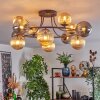 Chehalis ceiling light, globe light Amber, Smoke-coloured, 12-light sources