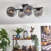Koyoto ceiling light, globe light clear, Smoke-coloured, 4-light sources