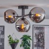 Koyoto ceiling light, globe light chrome, Smoke-coloured, 3-light sources