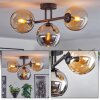 Koyoto ceiling light, globe light Amber, chrome, Smoke-coloured, 3-light sources