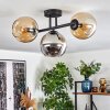 Koyoto ceiling light, globe light Amber, chrome, Smoke-coloured, 3-light sources