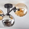 Koyoto ceiling light, globe light Amber, chrome, Smoke-coloured, 3-light sources