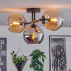Koyoto ceiling light, globe light Amber, chrome, Smoke-coloured, 3-light sources