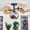 Koyoto ceiling light, globe light Amber, chrome, Smoke-coloured, 3-light sources