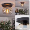 Apedo ceiling light, globe light Amber, clear, 1-light source