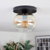 Apedo ceiling light, globe light Amber, clear, 1-light source
