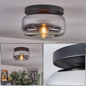 Boza ceiling light, globe light chrome, clear, 1-light source